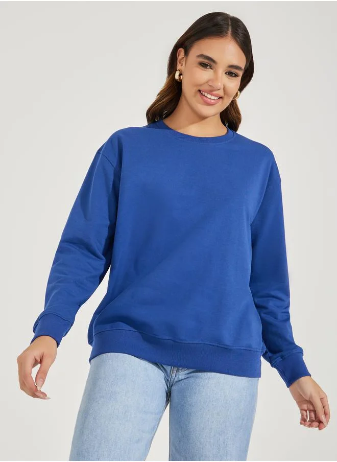 Styli Solid Regular Fit Sweatshirt