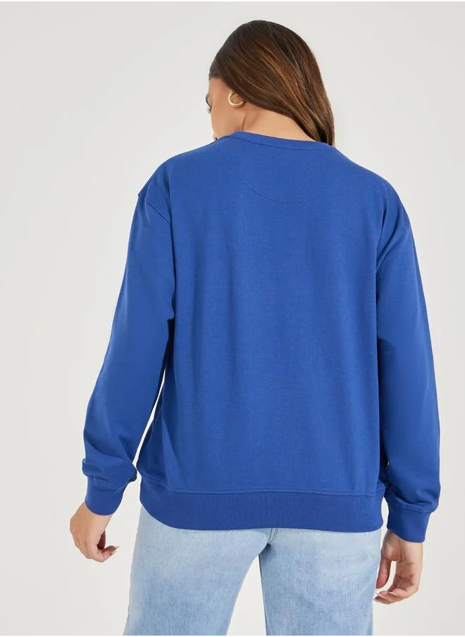 Styli Solid Regular Fit Sweatshirt