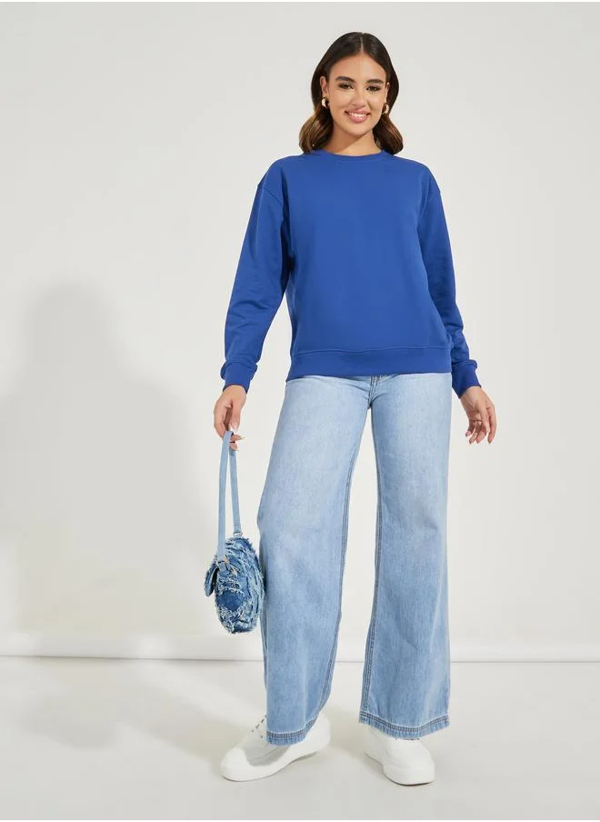 Styli Solid Regular Fit Sweatshirt