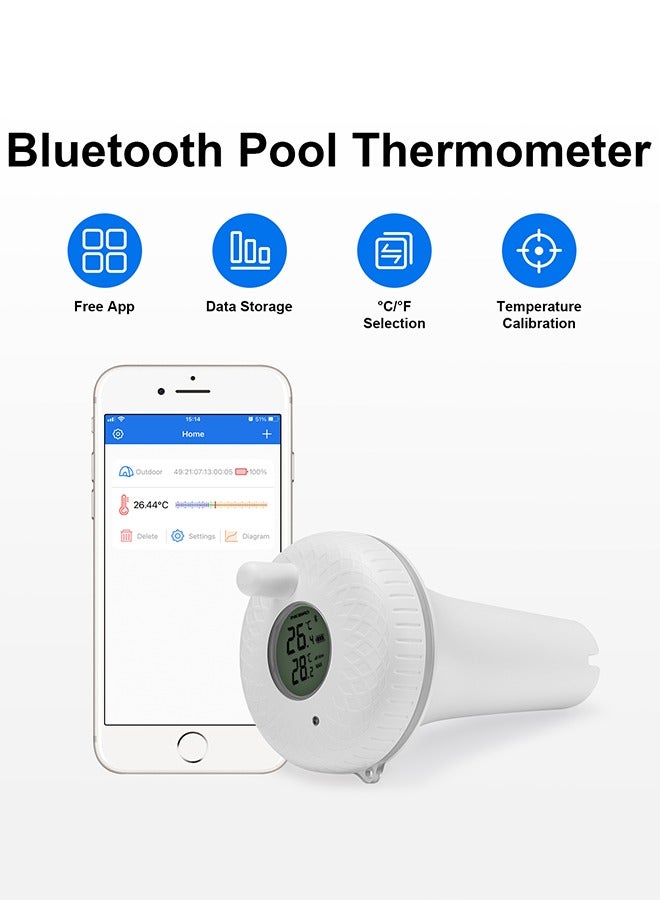 INKBIRD Bluetooth Pool Thermometer Floating Water Thermometer For Pools Instant Read & High Accuracy IPX7 Waterproof 2 Years Historical Data Storage For Swimming Pool Fishpond Aquarium Hot Tub - Image 2