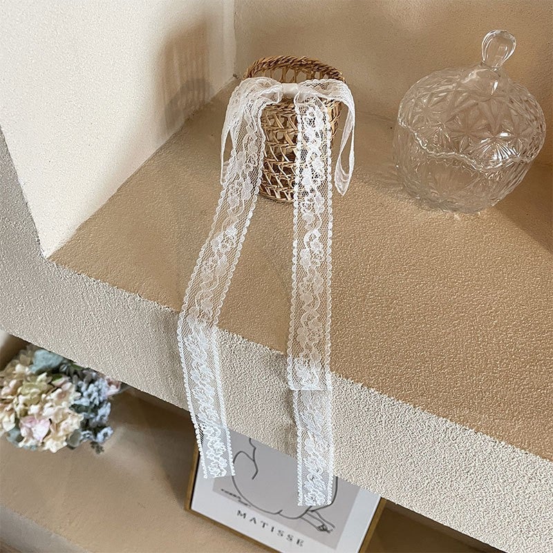 Chic Lace Bow Hair Tie Elastic Band Fashion 1691 【large streamer】】