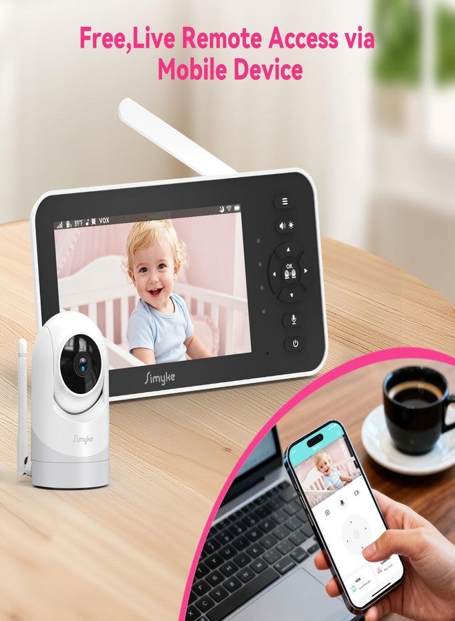 Simyke Baby Monitor,5" Video Baby Monitor with 720P Camera,WiFi Audio Monitor with Remote PTZ,Night Vision, 2-Way Talk,Sleep Mode,Lullabies & 1500ft Range,APP Control - Image 3