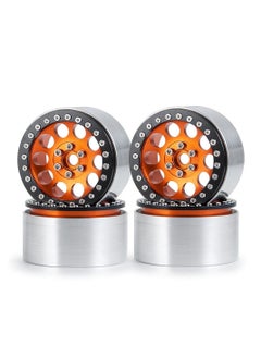 Y&D RC Vehicle Wheel Hubs, 4Pcs Aluminum Alloy 2.2" Beadlock Wheels Rims 35mm Compatible with 1/10 Scale Crawler Axail Wraith RR10 90018/90048 1/10th Truck Car(Orange)  - Image 1
