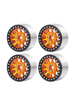 Y&D RC Vehicle Wheel Hubs, 4Pcs Aluminum Alloy 2.2" Beadlock Wheels Rims 35mm Compatible with 1/10 Scale Crawler Axail Wraith RR10 90018/90048 1/10th Truck Car(Orange)  - Image 3