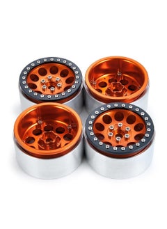 Y&D RC Vehicle Wheel Hubs, 4Pcs Aluminum Alloy 2.2" Beadlock Wheels Rims 35mm Compatible with 1/10 Scale Crawler Axail Wraith RR10 90018/90048 1/10th Truck Car(Orange)  - Image 4