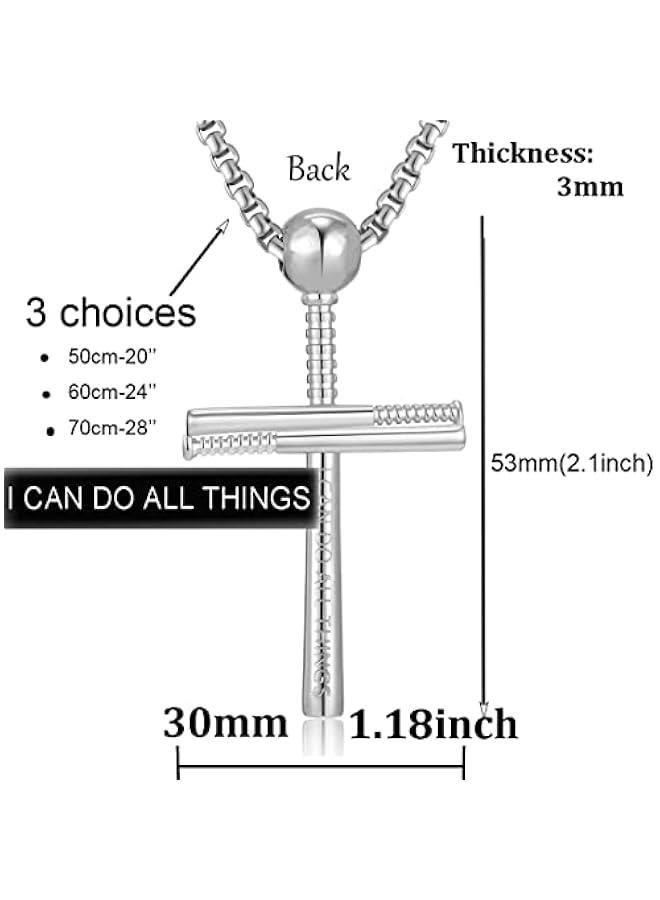 Arabest Cross Necklace Men Sports Stainless Steel Baseball Cross Necklaces Boys Gift - Image 2