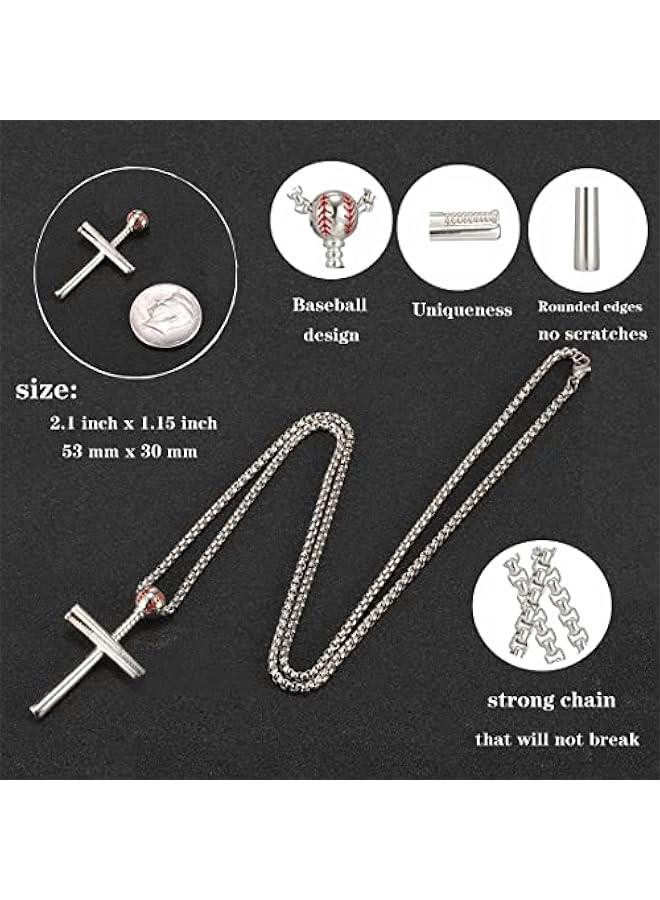 Arabest Cross Necklace Men Sports Stainless Steel Baseball Cross Necklaces Boys Gift - Image 4