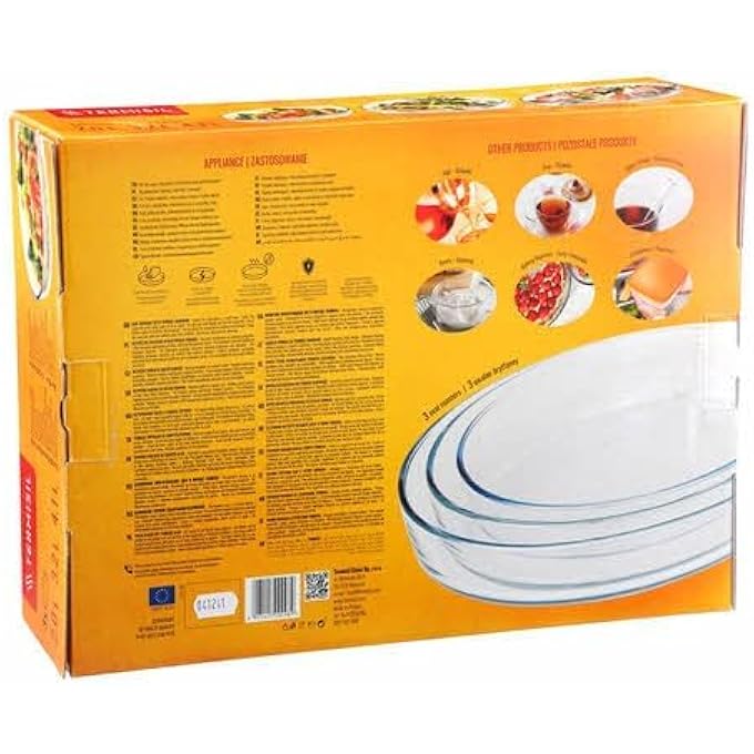 ترميسيل أواني الفرن البيضاوية 3 قطع مجموعة زجاج حراري 2L32L41L مصنوع من زجاج بوروسيليكات مقاوم للحرارة عالي المقاومة للحرارة - Image 4