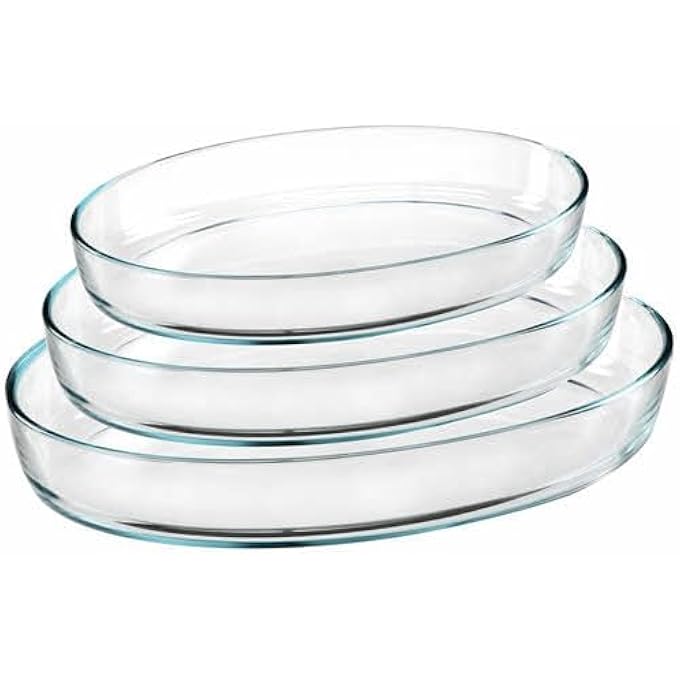 ترميسيل أواني الفرن البيضاوية 3 قطع مجموعة زجاج حراري 2L32L41L مصنوع من زجاج بوروسيليكات مقاوم للحرارة عالي المقاومة للحرارة - Image 2