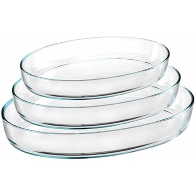 ترميسيل أواني الفرن البيضاوية 3 قطع مجموعة زجاج حراري 2L32L41L مصنوع من زجاج بوروسيليكات مقاوم للحرارة عالي المقاومة للحرارة - Image 1