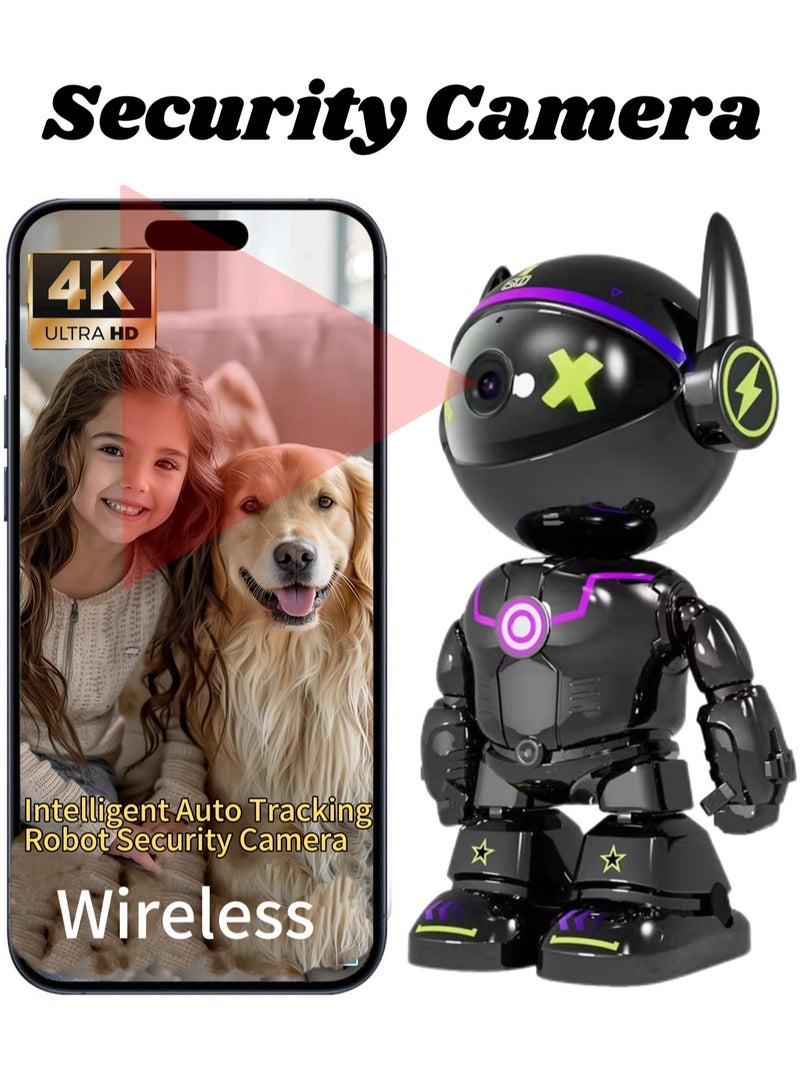 Generic Security Camera Indoor Robot IP 360° View, Home Camera Motion Detection Monitor Camera Wireless 4K HD 5G/2.4Ghz WiFi AI Human & Pet Detection Cameras with Phone Intelligent Motion Tracking and Alarm, Privacy Mode, Color Night Vision - Image 2