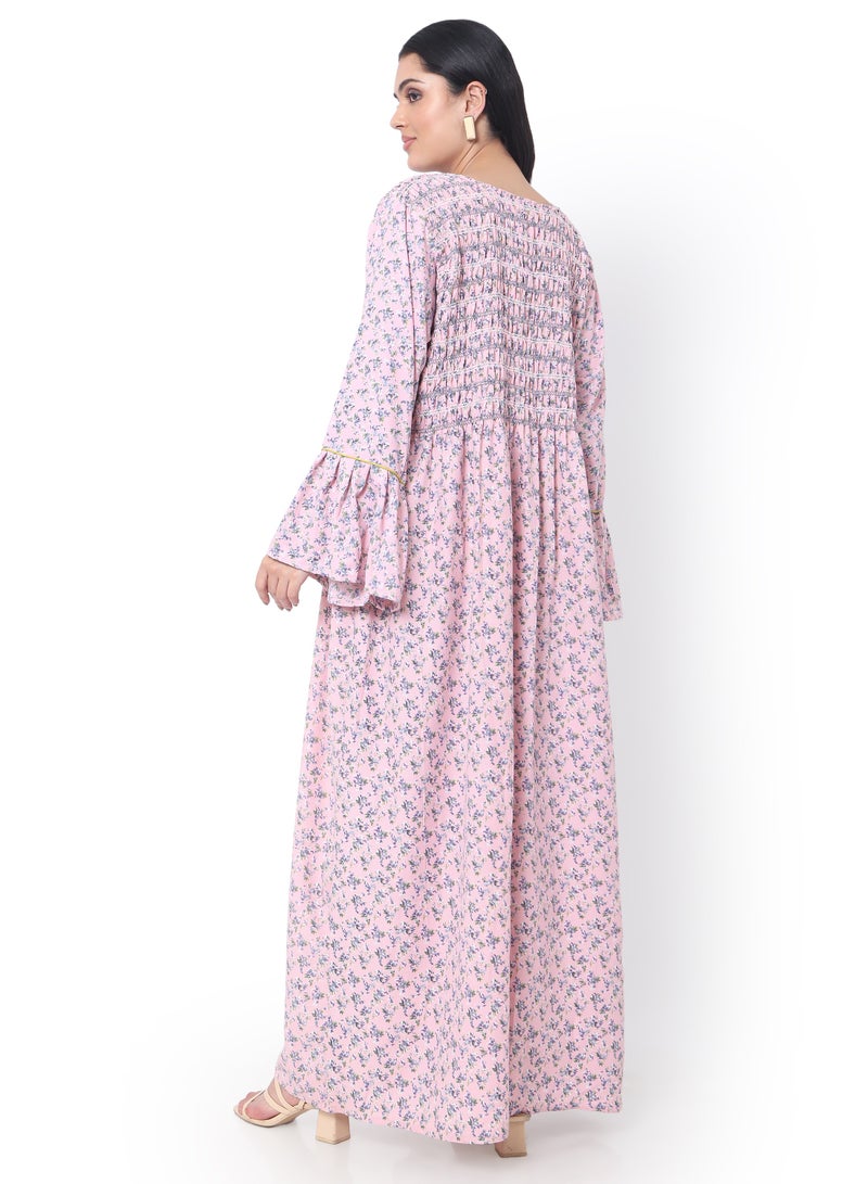 HANA & SARA SMOKING DESIGN CASUAL LONG VISCOSE STYLISH PRINTED ARABIC KAFTAN JALABIYA DRESS  - Image 2