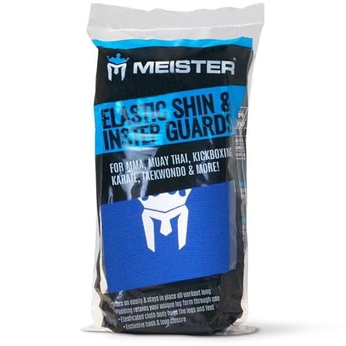 Meister MMA Elastic Cloth Shin & Instep Padded Guards (Pair) - Blue - Large/X-Large - Image 4