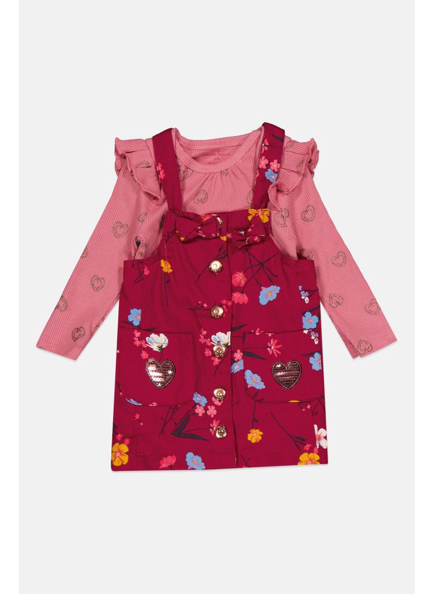 Nanette lepore Toddlers Girl 2 Piece Floral Dress And Long Sleeves Bodysuit, Multicolor  - Image 3