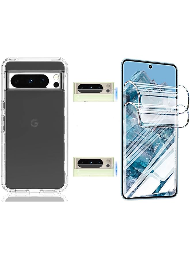 erorex (1 Plus 2 Plus 2Pcs) Compatible With Google Pixel 8 Pro Case And Screen Protector (Hydraulic Film) And Camera Screen Protector Soft Scratch Proof Transparent Cover (Clear) (Clear) - Image 1