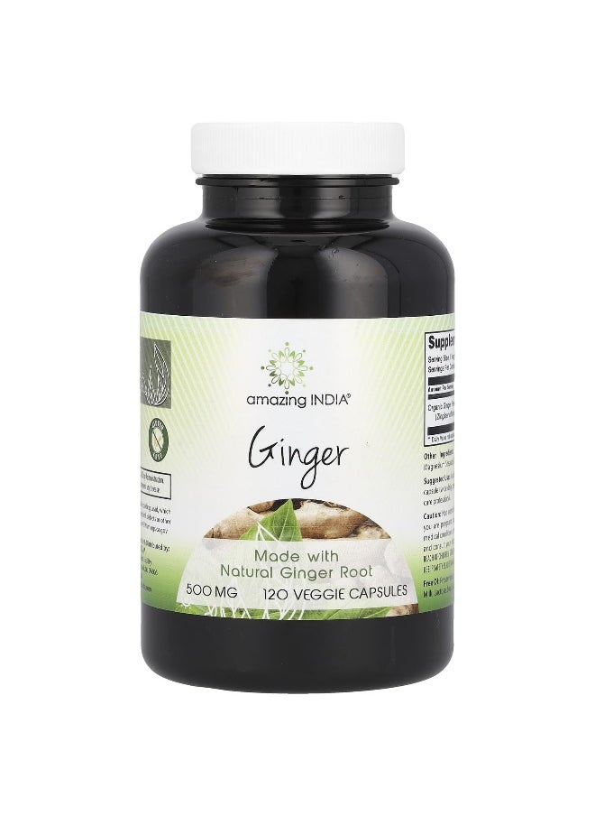 Amazing India Amazing India, Ginger , 500 mg , 120 Veggie Capsules  - Image 1