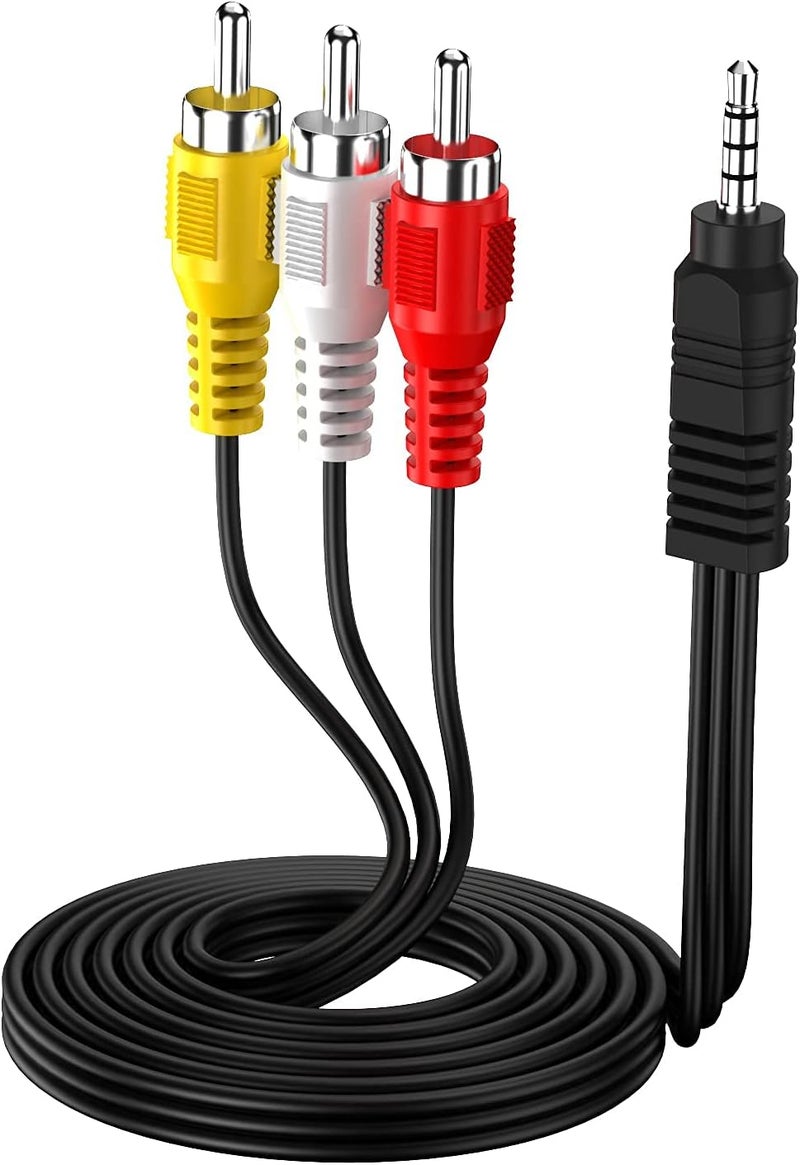 Eanetf 3.5mm to RCA Camcorder Handycam AV Audio Video Output Cable, 3.5mm 1/8" TRRS to 3 RCA Male Plug AUX Cable Cord for TV,Smartphones,MP3, Tablets,Speakers,Home Theater - 5ft - Image 1