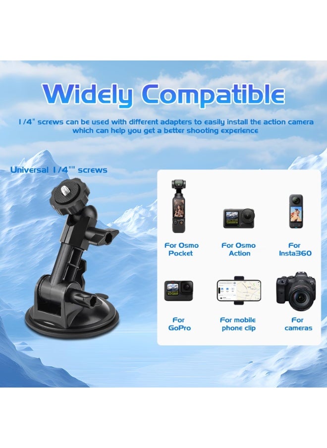 spa luxetique Suction Cup Mount for DJI Osmo Pocket 3，Action Camera Car Windshield Window Vehicle Boat Camera Suction Cup Bracket Holder for Insta360 X4 X3 X2 ONE R RS GO 3 for GoPro Hero 12 11 10 9 8 7  - Image 4