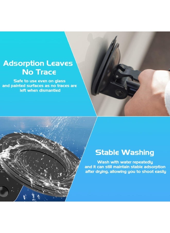 spa luxetique Suction Cup Mount for DJI Osmo Pocket 3，Action Camera Car Windshield Window Vehicle Boat Camera Suction Cup Bracket Holder for Insta360 X4 X3 X2 ONE R RS GO 3 for GoPro Hero 12 11 10 9 8 7  - Image 5