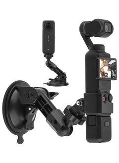 Suction Cup Mount for DJI Osmo Pocket 3，Action Camera Car Windshield Window Vehicle Boat Camera Suction Cup Bracket Holder for Insta360 X4 X3 X2 ONE R RS GO 3 for GoPro Hero 12 11 10 9 8 7