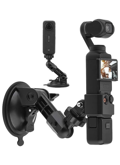 Suction Cup Mount for DJI Osmo Pocket 3，Action Camera Car Windshield Window Vehicle Boat Camera Suction Cup Bracket Holder for Insta360 X4 X3 X2 ONE R RS GO 3 for GoPro Hero 12 11 10 9 8 7