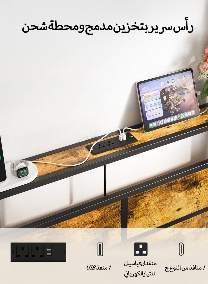 Yanara Queen Size Bed Frame with USB Type-C Charging Station Headboard, Smart LED Lights, Metal Platform Noise Free, No Box Spring Needed, Easy Assembly, 160cm*200cm - Image 5
