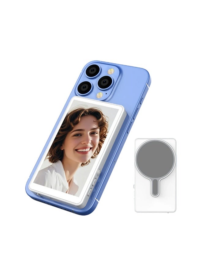Magnetic Phone Vlog Selfie Monitor Screen | Mirroring Device | Screen casting device for vloggers, live streamers, and creators (White)  - Image 1
