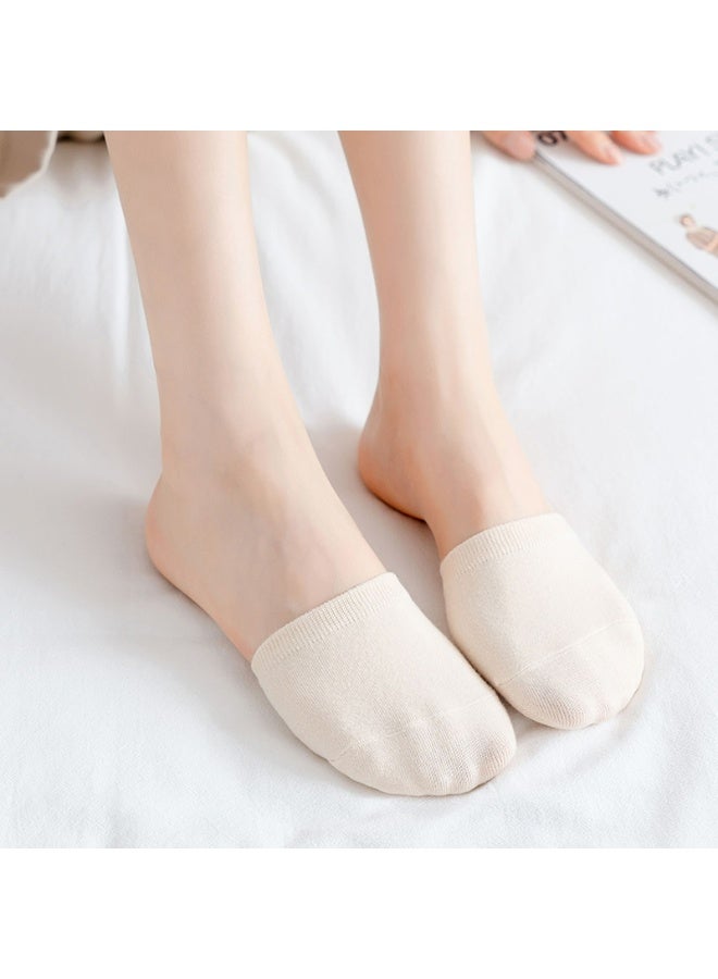جوارب نسائية بدون كعب بنصف كف بنقشة زهور، قبضة سيليكون مانعة للانزلاق، 6 أزواج (بيج) - Image 2