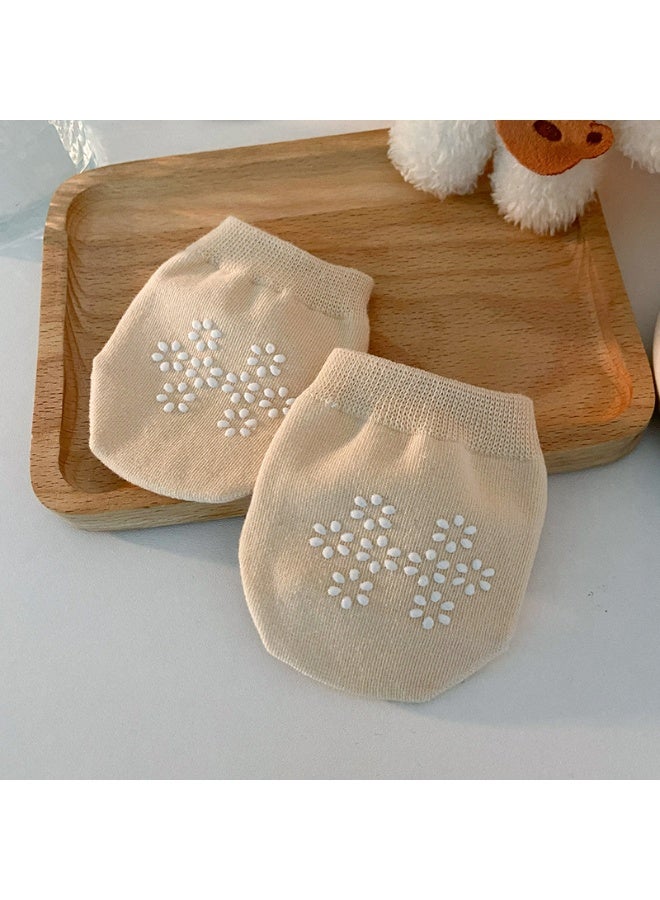 جوارب نسائية بدون كعب بنصف كف بنقشة زهور، قبضة سيليكون مانعة للانزلاق، 6 أزواج (بيج) - Image 4