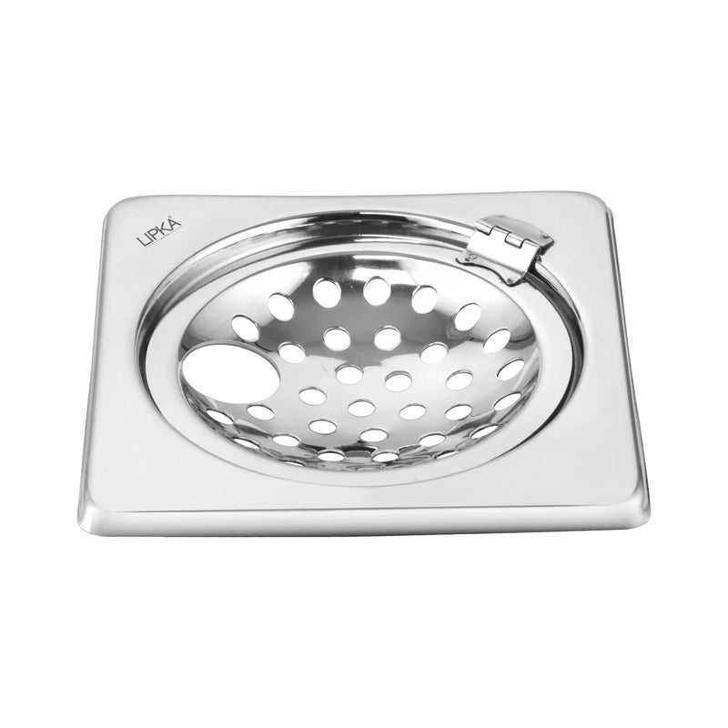 Lipka LIPKA Eon Square Floor Drain Premium Stainless Steel 6 x 6 Inches with Hinge Hole - Image 1