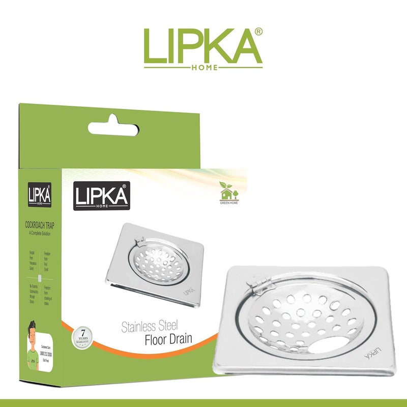 Lipka LIPKA Eon Square Floor Drain Premium Stainless Steel 6 x 6 Inches with Hinge Hole - Image 3