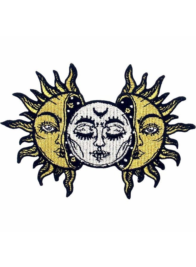 Rocking Planet Sun and Moon Patch Embroidered Biker Applique Iron On Sew On Emblem - Image 1