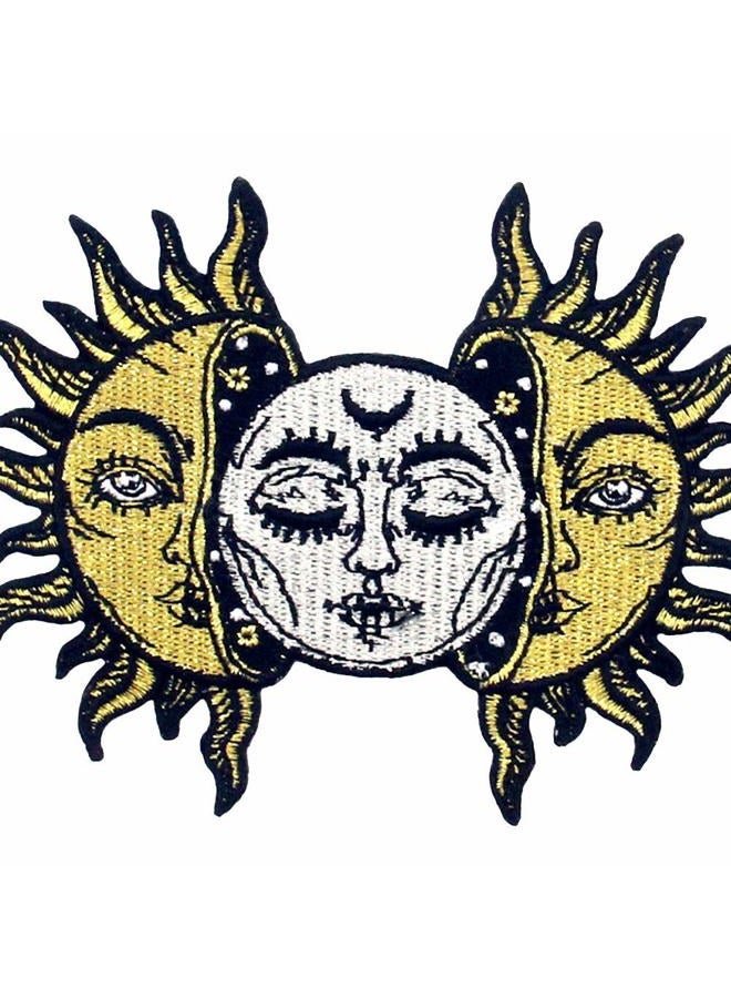 Rocking Planet Sun and Moon Patch Embroidered Biker Applique Iron On Sew On Emblem - Image 2