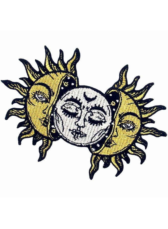 Rocking Planet Sun and Moon Patch Embroidered Biker Applique Iron On Sew On Emblem - Image 3