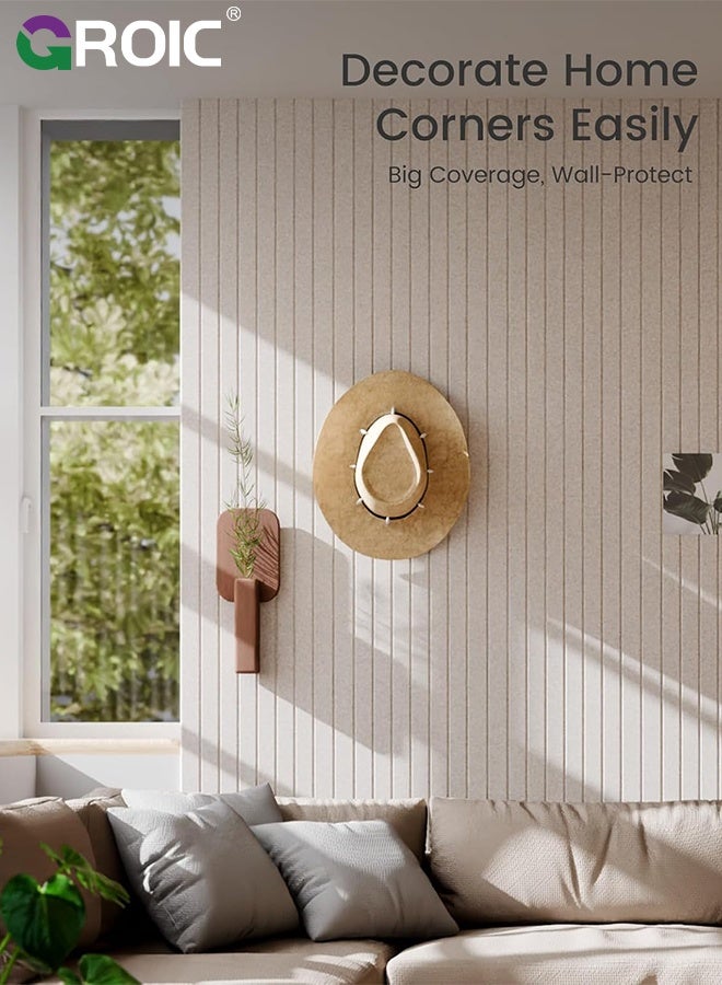 GROIC 6Pcs Large Cork Board, Felt Acoustic Panels, 30x30CM, Self-Adhesive Grooved, Vertical Strip Polyester Fiber Soundproof , Office Cinema Music Room Wall Decor, Felt Wall Backdrop, Dark Camel - Image 3