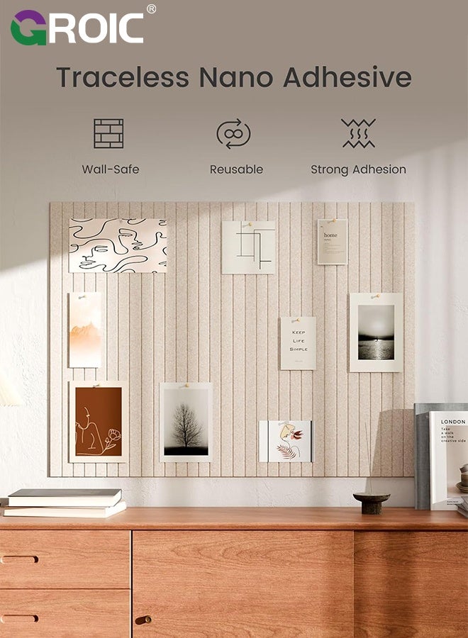 GROIC 6Pcs Large Cork Board, Felt Acoustic Panels, 30x30CM, Self-Adhesive Grooved, Vertical Strip Polyester Fiber Soundproof , Office Cinema Music Room Wall Decor, Felt Wall Backdrop, Dark Camel - Image 2