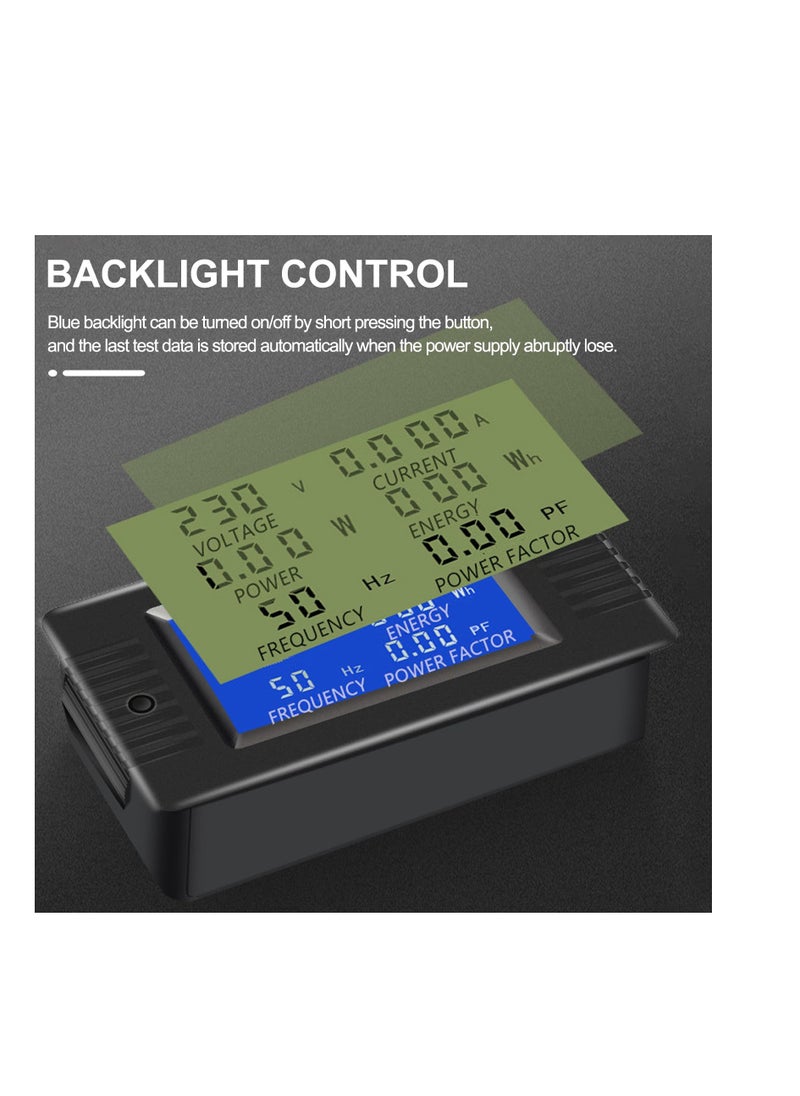 Generic AC Power Meter with Color LCD Display, 100A Current Voltage Energy Monitor, Digital Ammeter Voltmeter with Split Core Transformer, 80-260V  - Image 3