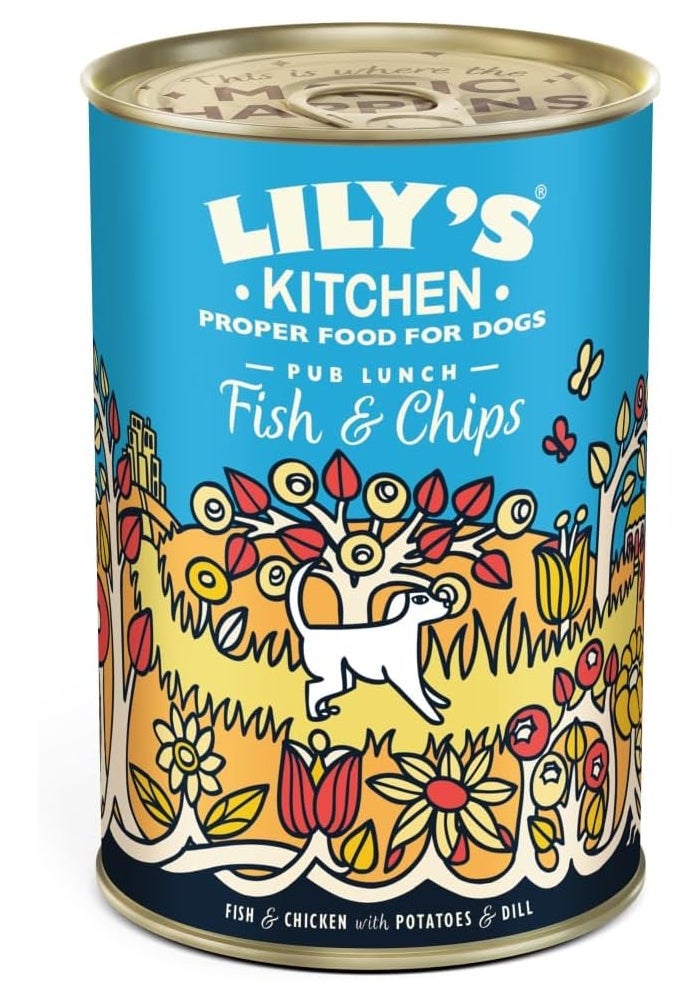 Lily's Kitchen Fish & Chips Wet Dog Food - 400G - Image 1