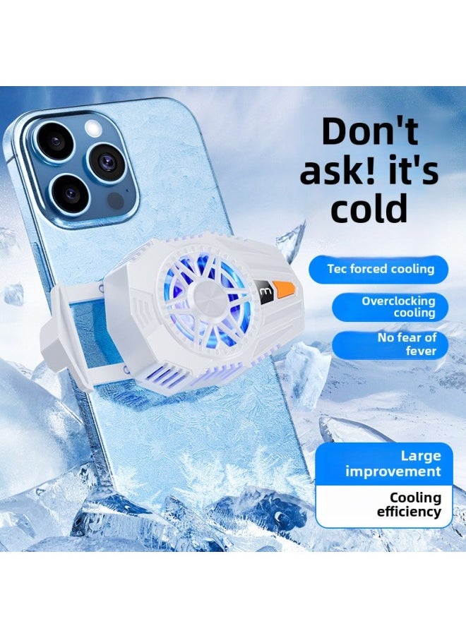 Generic - Radiator Refrigeration Semiconductor Back Clip Mobile Phone Radiator Live Game Electronic Competition Digital Display Direct Supply-Color:[flagship Digital Display Version] Ice And Snow White - Image 1
