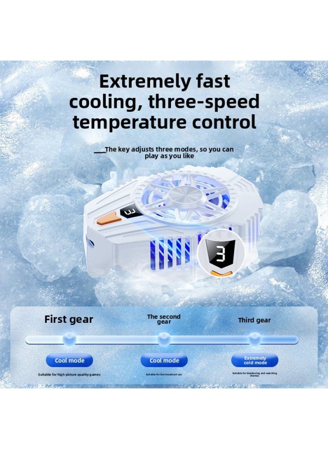 Generic - Radiator Refrigeration Semiconductor Back Clip Mobile Phone Radiator Live Game Electronic Competition Digital Display Direct Supply-Color:[flagship Digital Display Version] Ice And Snow White - Image 1