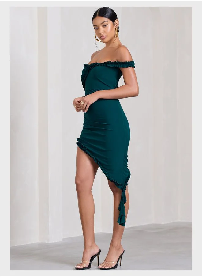 Club L London Bardot Asymmetric Dress