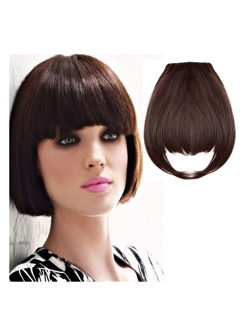 Estelle 2Pcs Clip in Bangs Hair Extensions Thick Full Neat Bangs Fringe Hair Extension 8 One Piece Clip on Front Bangs Hairpiece Black Brown  - Image 1