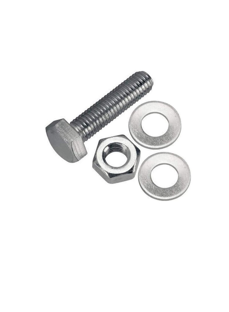 12 pcs Hex Head Screw Bolts Nuts & Washers Fully Thread GI Plain Finish Bolt Set. (6, 120MM) - Image 1