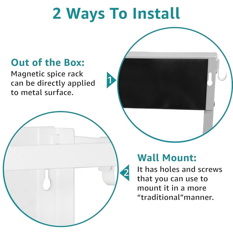 Kuber Industries 2 Tier Iron Fridge Side Rack with Single Wooden TowelTissue Holder Magnetic Kitchen Organizer Shelf for Refrigerator Bathroom White - Image 5