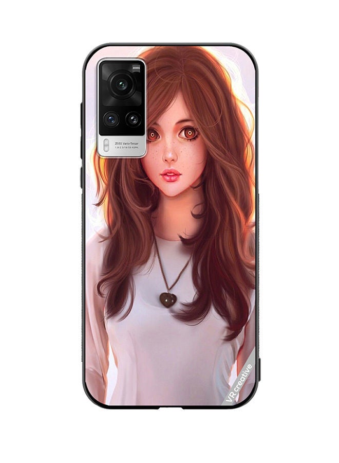 VR CREATIVE Protective Case Cover For Vivo X60 Pro Girl With Curly Hair Design Multicolour - Image 1