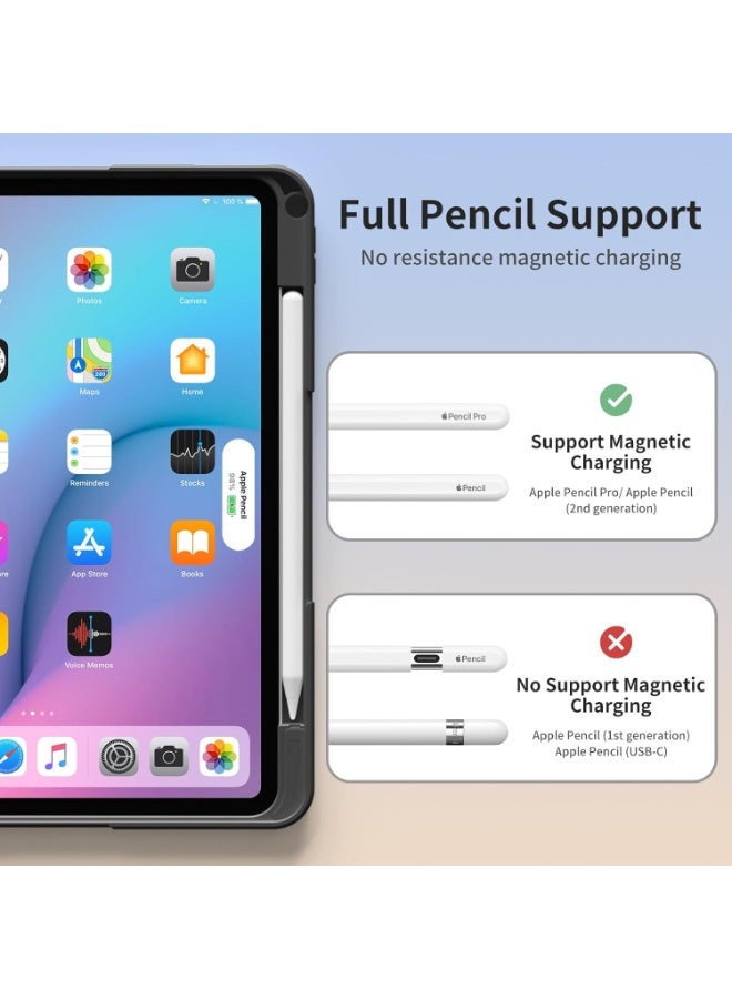 TIGER Premium Clear Transparent iPad Case with Pen Holder & Multi-Angle Stand Compatible with iPad Air 11" 7th Gen (M3 2025) / 6th Gen (M2 2024) / Air 5th & 4th Gen 10.9" / iPad Pro 11" 4th, 3rd, 2nd, 1st Gen – Slim Protective Black Frame, Flexible TPU Back, Adjustable Viewing Angles - Image 4