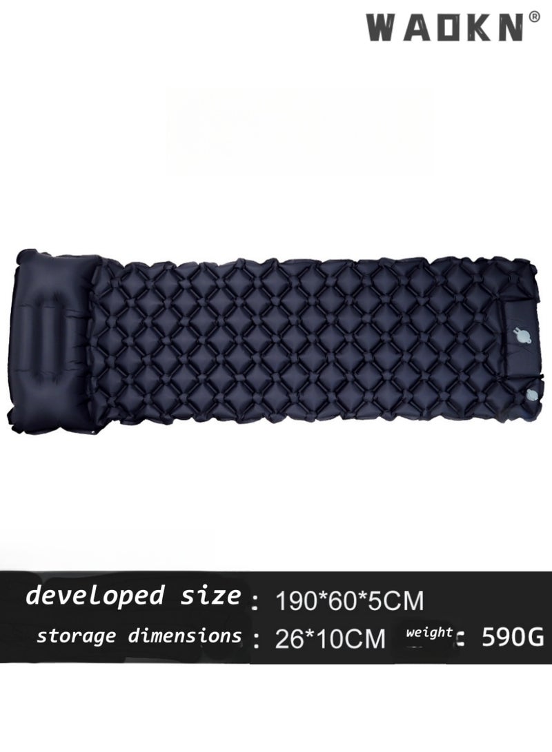 WAOKN Refuge Sleeping Mat | Single Camping Sleeping Mat | Ultralight Camping Mat with Pillow | Built-in Foot Pump Inflatable Sleeping Mat | 40D Nylon TPU Camping Air Mattress, Camping Bed, Camping Mattress, Sleeping Pad | Lightweight and Portable | Waterproof Tear-Resistant for 1-2 People, Suitable for Camping, Backpacking, Hiking, Tent Camping（blue） - Image 1
