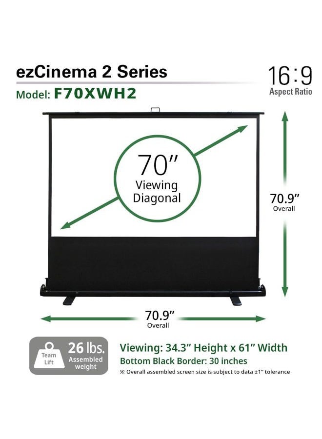 Elite Screens شاشة بروجكتور قابلة للسحب يدوياً ezCinema 2 بحجم 70 بوصة بنسبة 16:9، مع حقيبة حمل لمسرح منزلي ومكتب وفصل دراسي، ضمان لمدة عامين من شركة أمريكية، F70XWH2 - Image 5