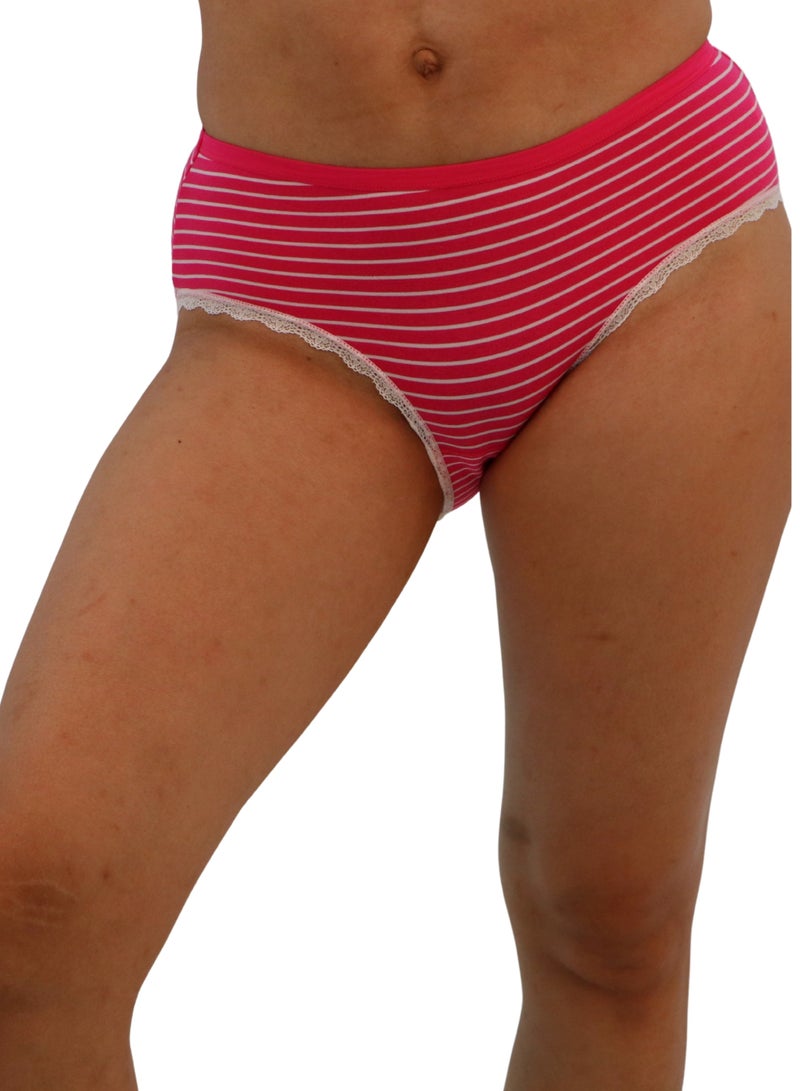 JOANNA JOANNA 108273 Women's Striped Lace Leg Opening Design Mid Rise 3-Pack Panties, Multicolor  - Image 2