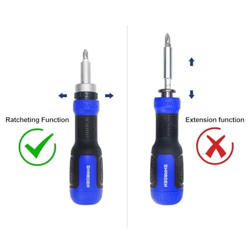 SHARDEN Ratcheting Screwdriver 13-in-1 Ratchet Screwdriver Set Multi Bit Screw Driver All in One Screwdriver with Torx Security, Flat Head, Phillips, Hex, Square and 1/4 Nut Driver - Image 5